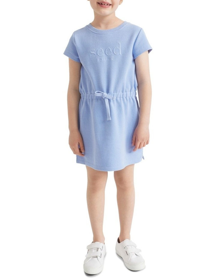 Core Pique Logo Dress In Blue Iris