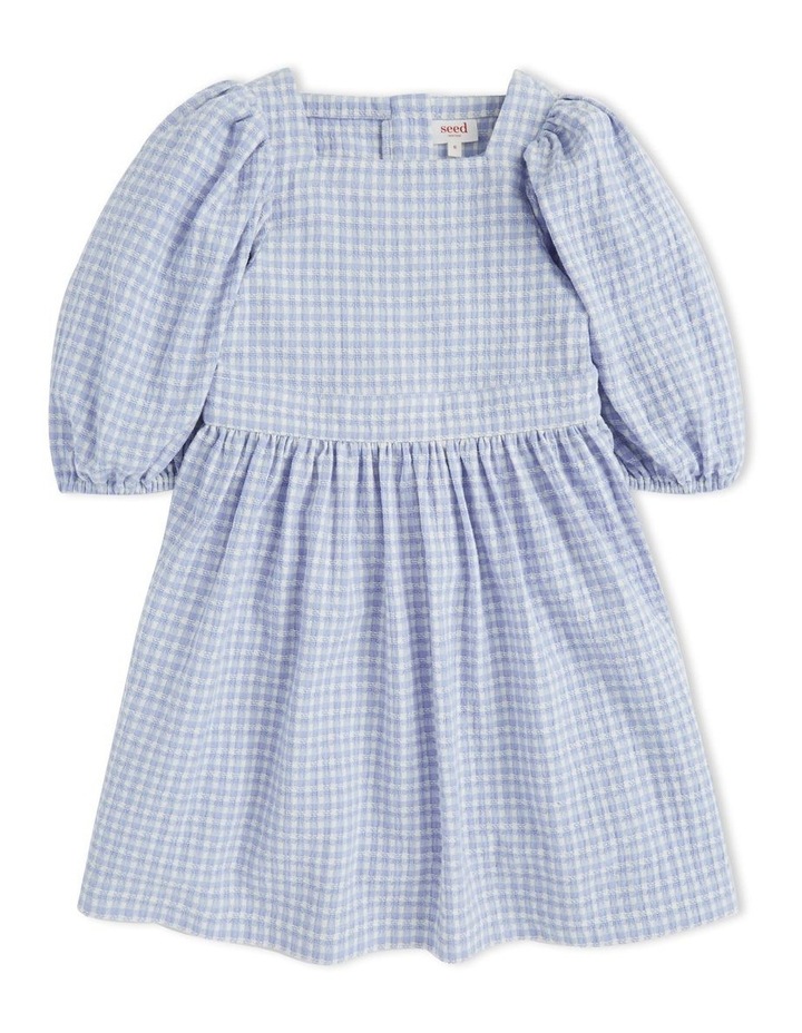 Gingham Dress in Blue Iris
