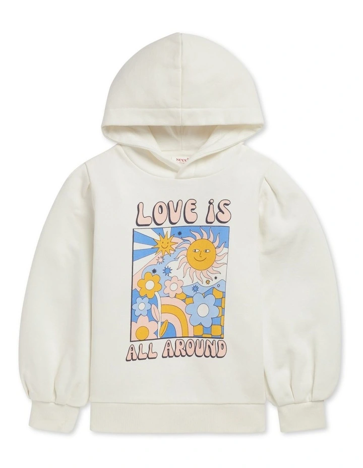 Love is All Around Hoodie in White image 4