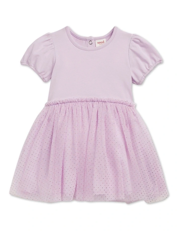Metallic Pinspot Splice Dress in Pink image 1