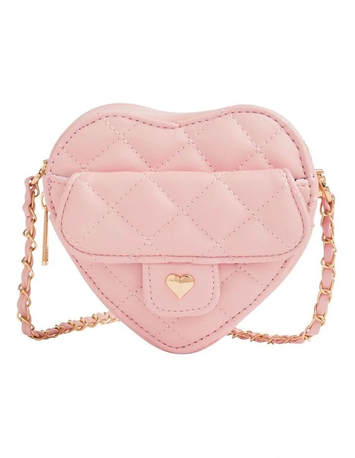 Quilted Heart Cross Body Bag in Dusty Rose image 1