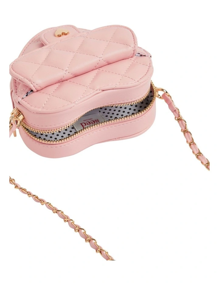 Quilted Heart Cross Body Bag in Dusty Rose image 2