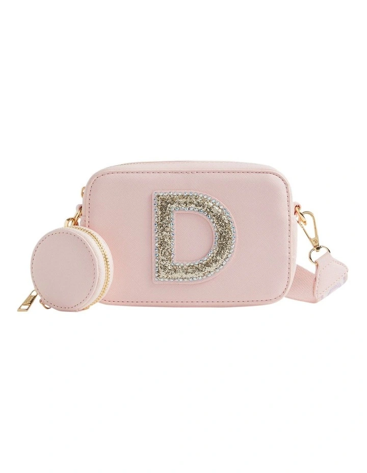 Glitter Initial "D" Bag in Pink image 1