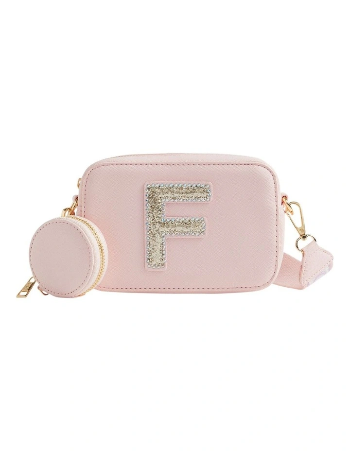 Glitter Initial "F" Bag in Pink image 1