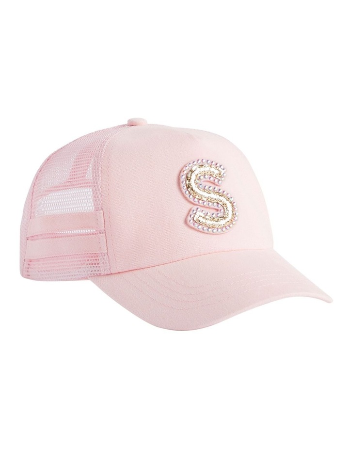 Glitter Initial "S" Cap in Pink Baby Pink