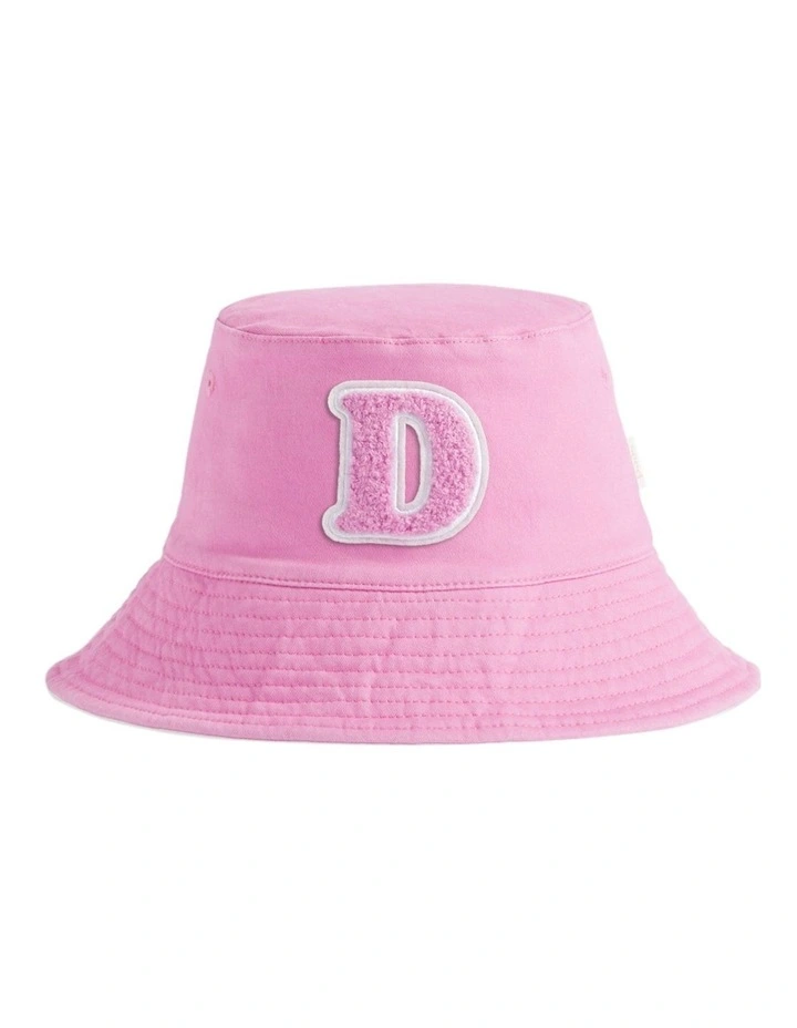 Reversible Initial "D" Bucket Hat in Pink image 1