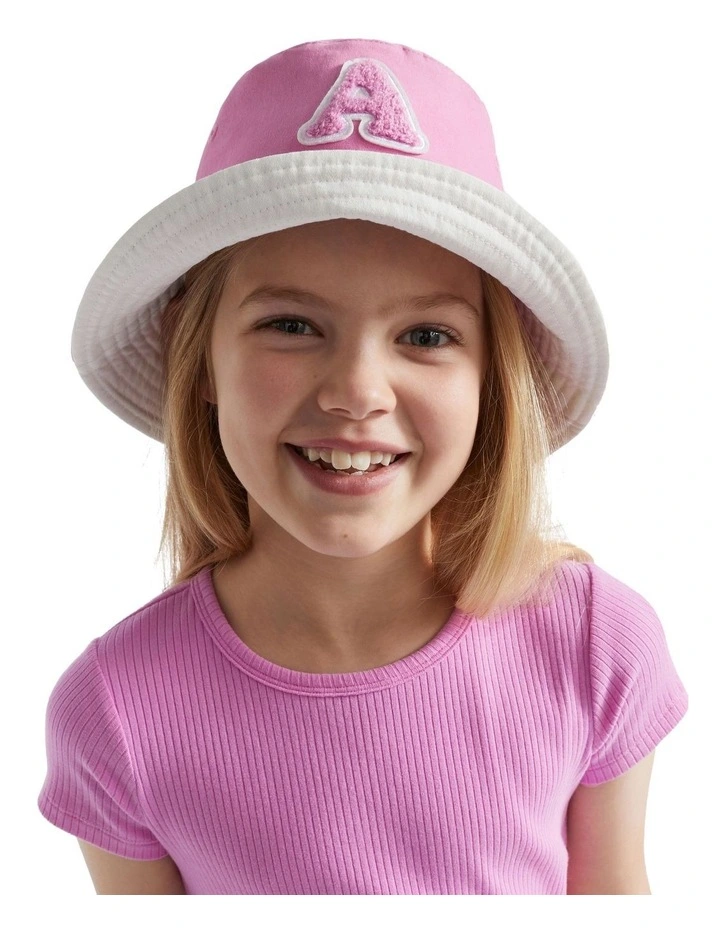 Reversible Initial "D" Bucket Hat in Pink image 2