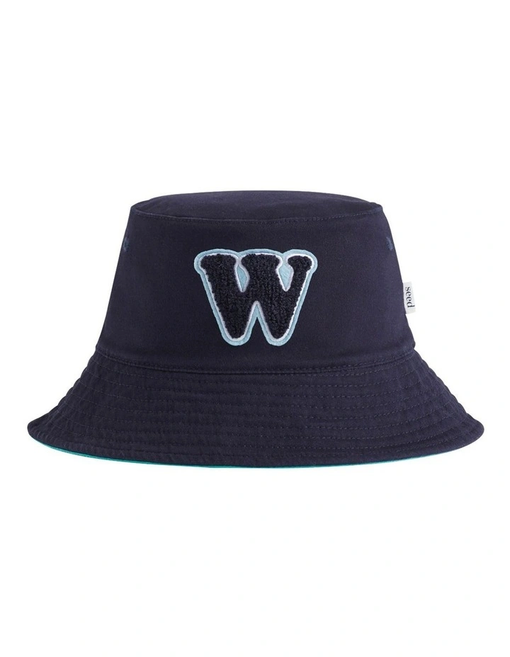 Reversible Initial "W" Bucket Hat in Navy image 1