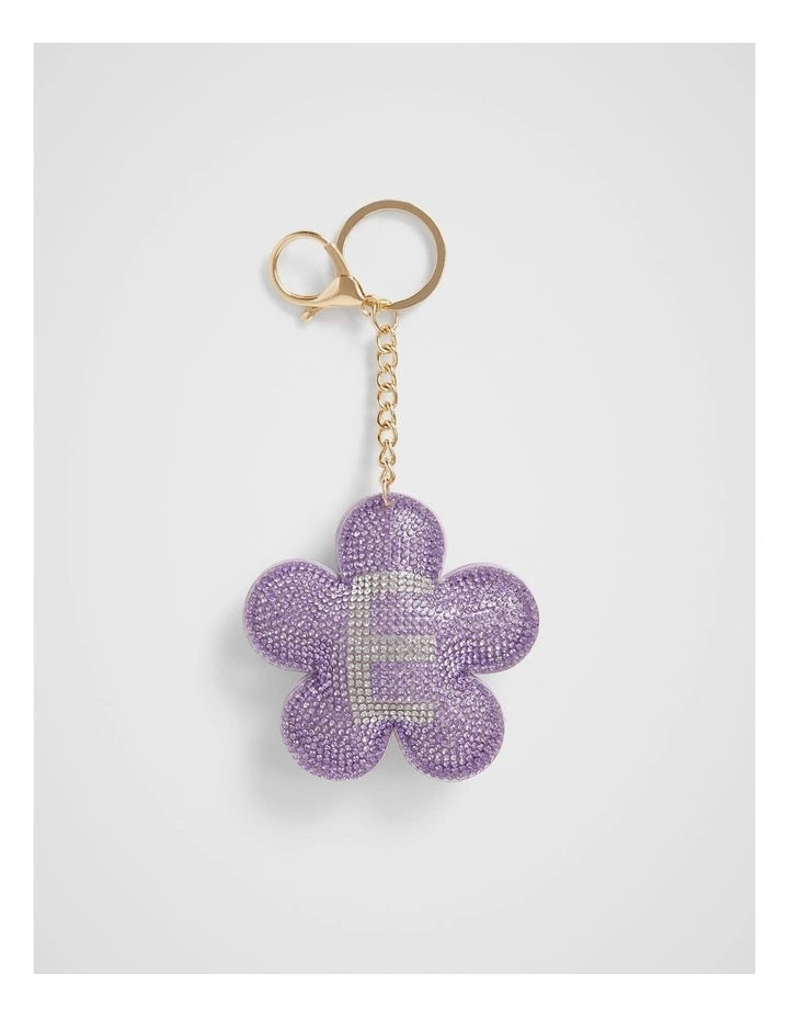 Daisy Initial "E" Keyring in Purple image 1