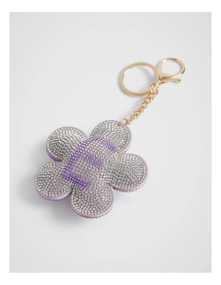 Daisy Initial "E" Keyring in Purple image 2