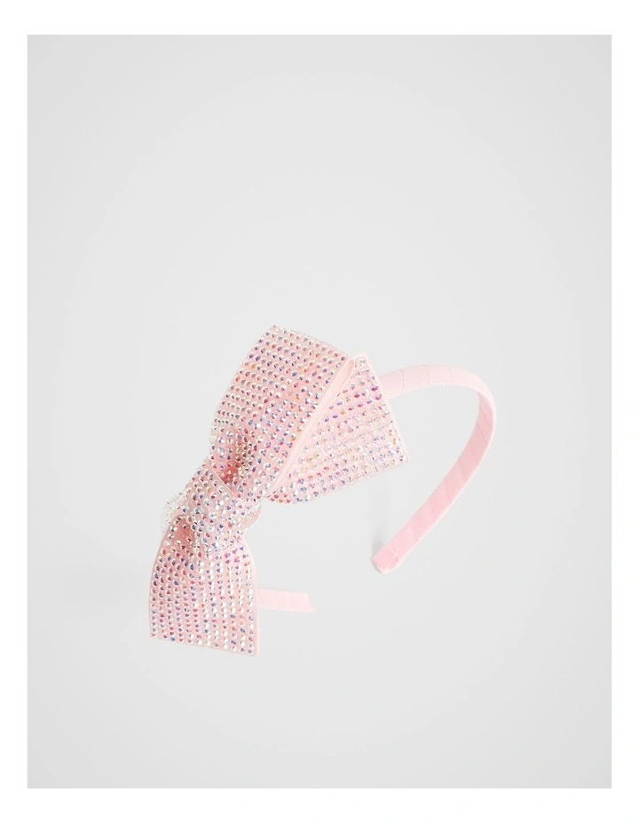 Jewel Grosgrain Bow Headband in Dusty Rose image 1
