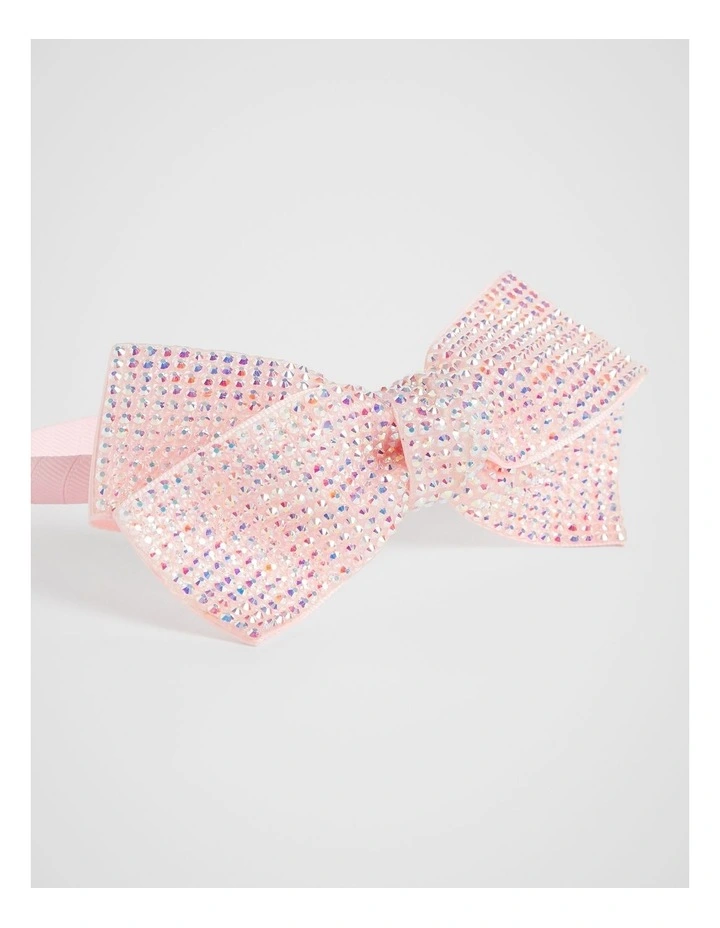 Jewel Grosgrain Bow Headband in Dusty Rose image 2