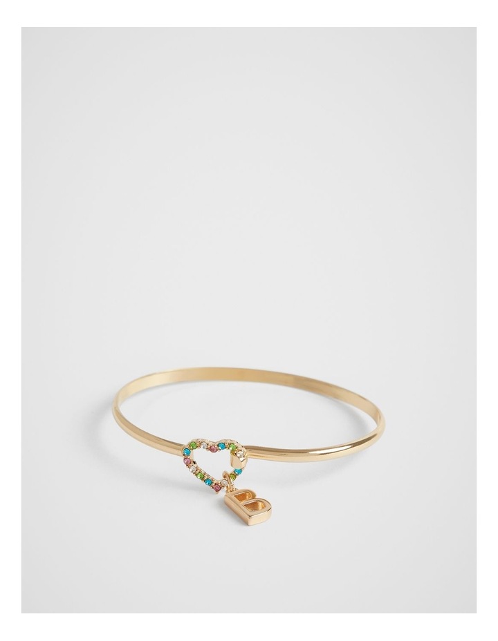 Heart Initial Bangle in Rainbow