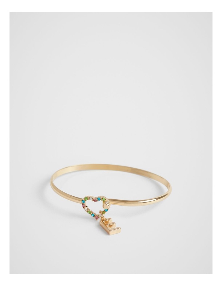 Heart Initial Bangle in Rainbow