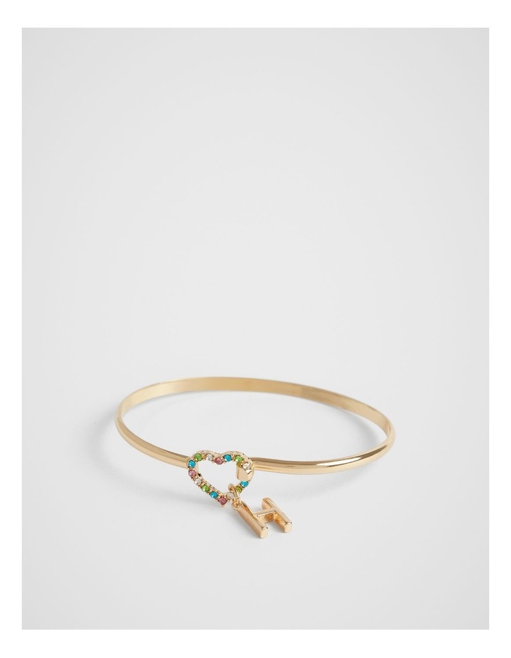 Heart Initial Bangle in Rainbow Letter H Rainbow