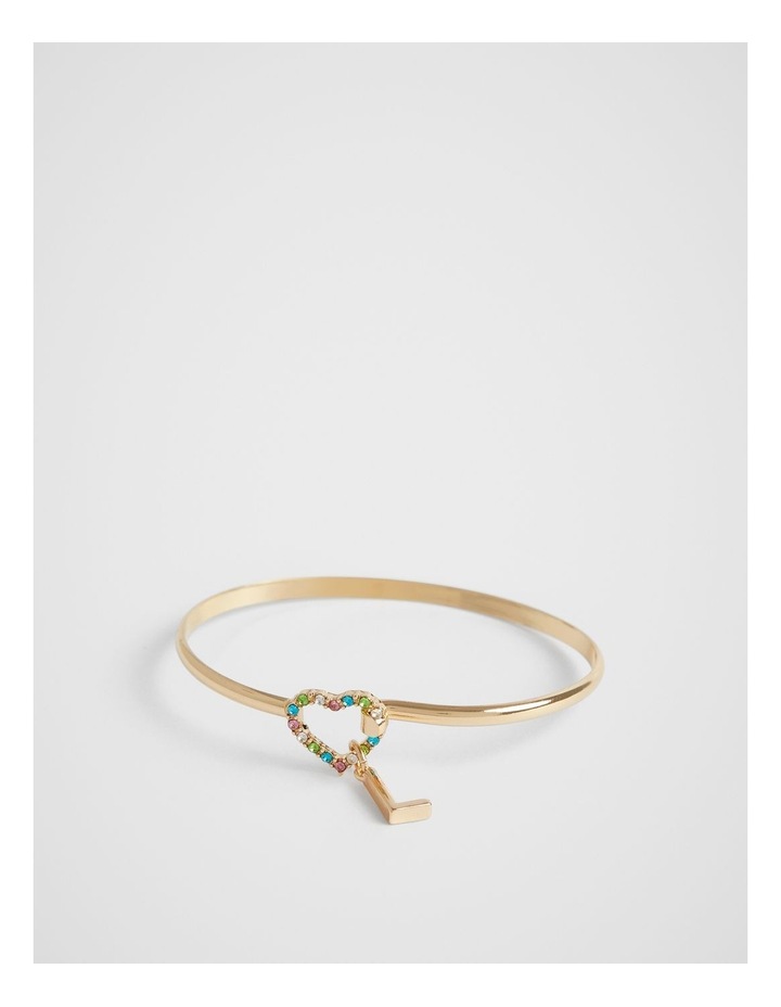 Heart Initial Bangle in Rainbow