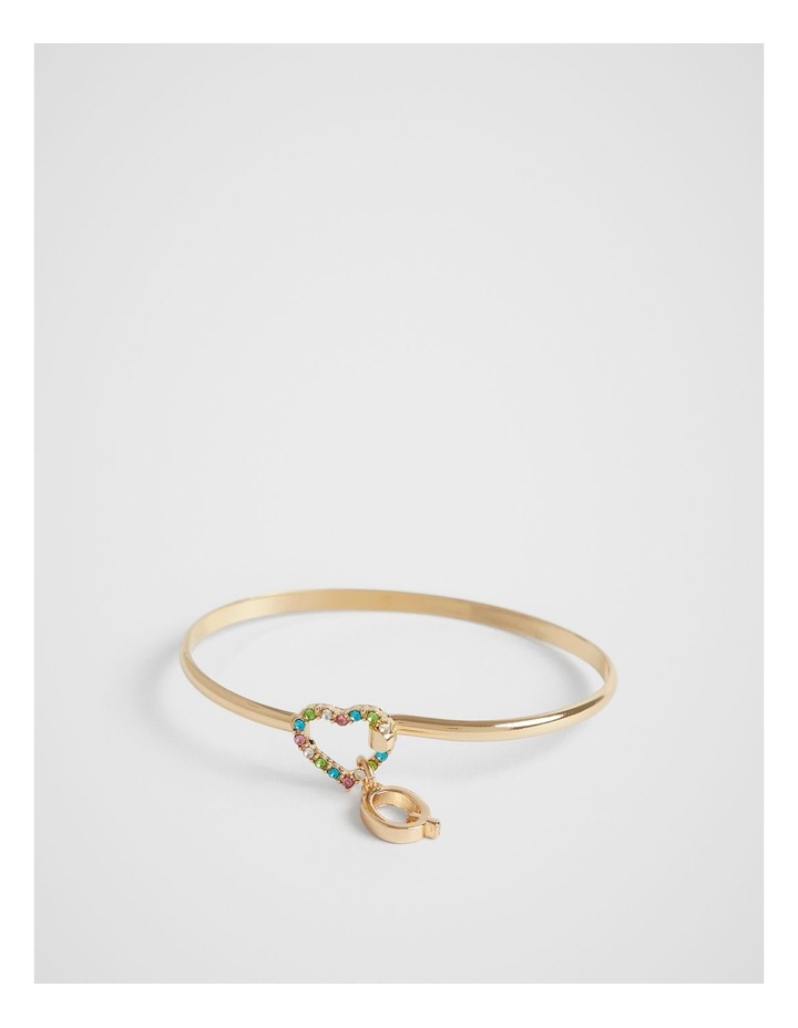 Heart Initial Bangle in Rainbow