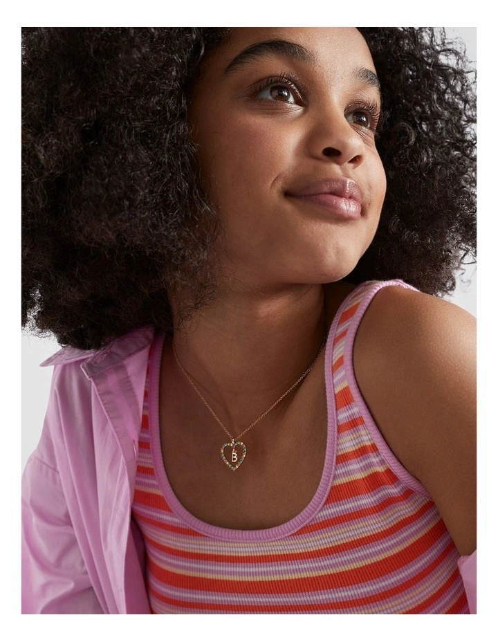 Rainbow Heart Initial "G" Necklace image 2