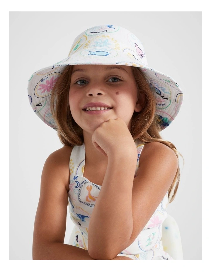La Mer Wide Brim Bucket Hat in Assorted image 2