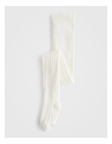 Cable Knit Tights in Vanilla