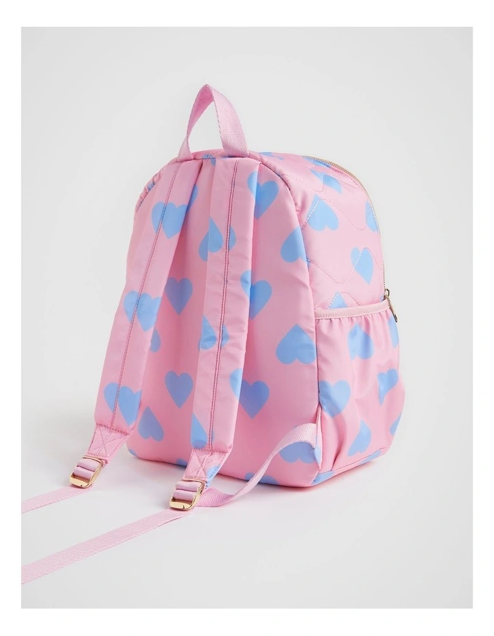 Quilted Initial Backpack in Pink image 3