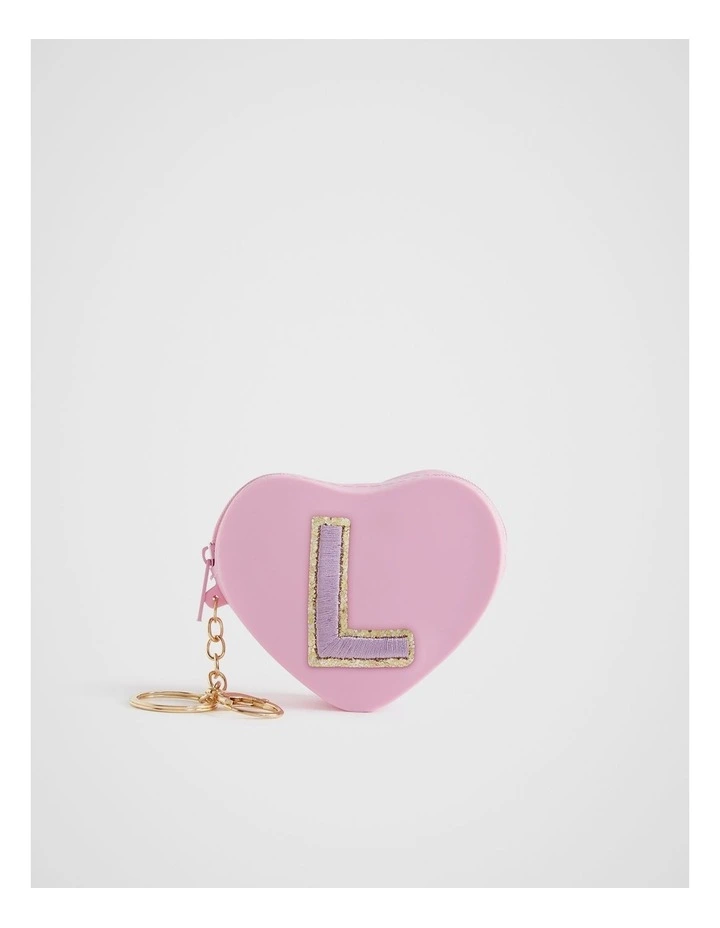 Silicone Initial "L" Keyring in Pink image 1