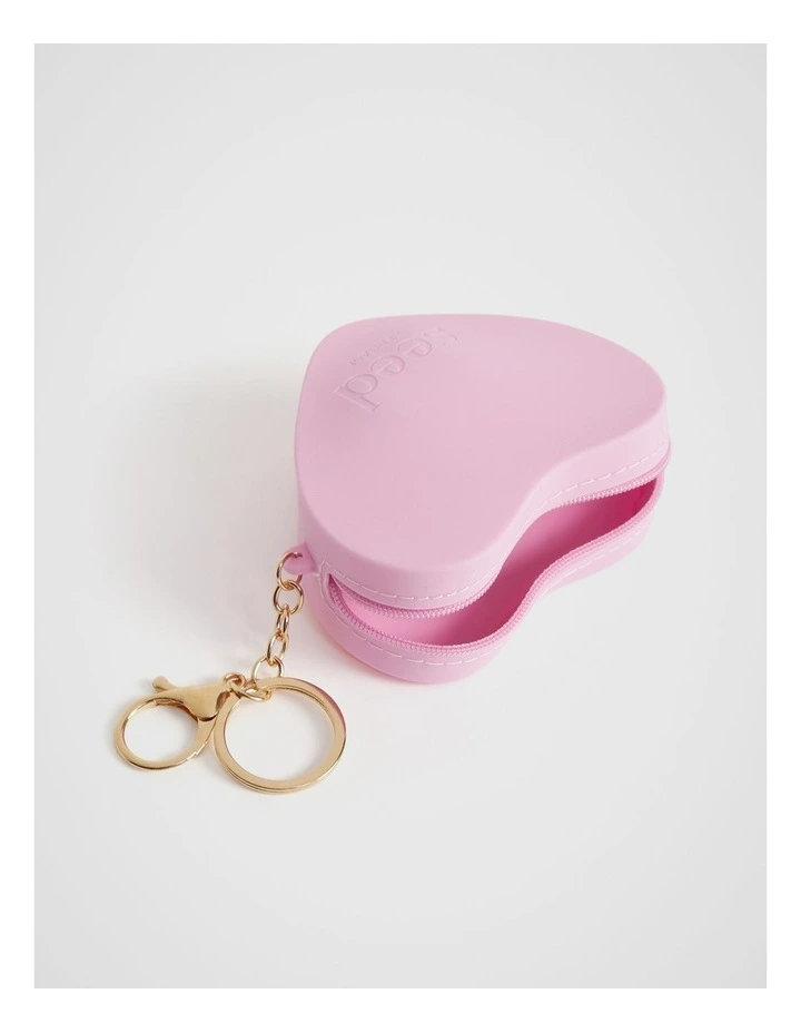 Silicone Initial "L" Keyring in Pink image 2