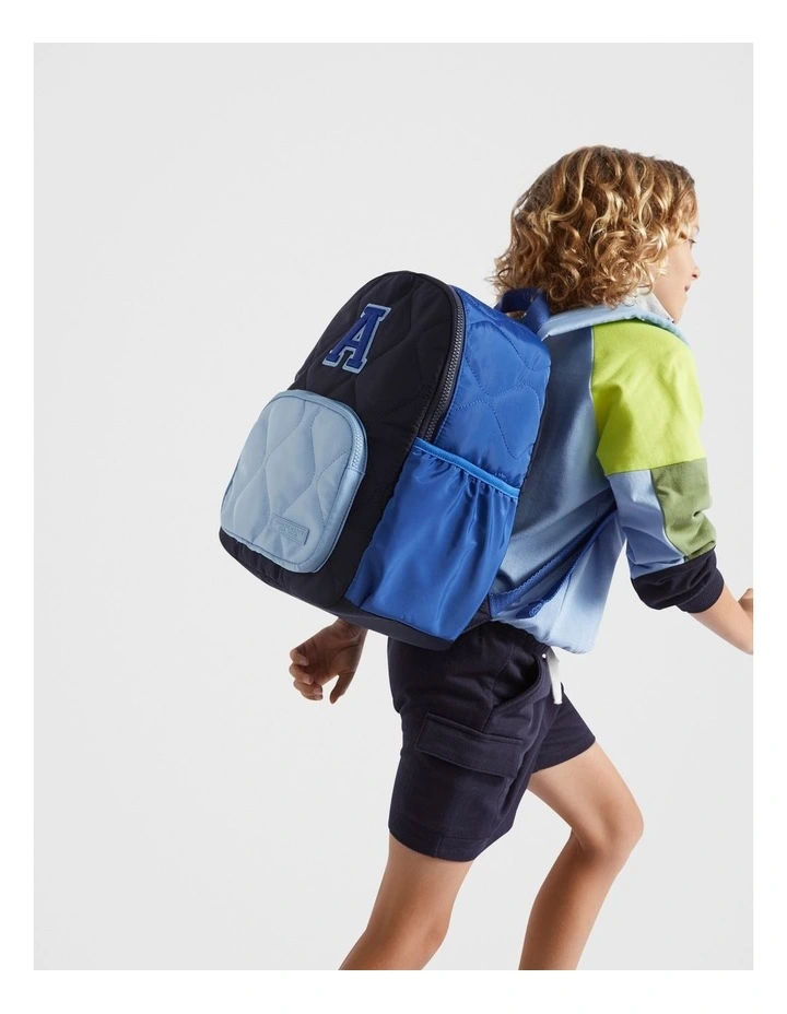 Quilted Initial "K" Backpack in Navy image 2