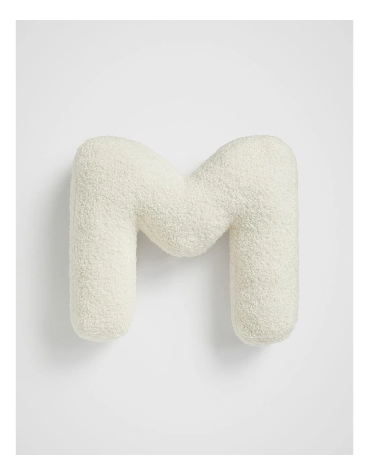 Teddy Initial M Cushion in Cream image 1