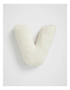 Teddy Initial V Cushion in Cream
