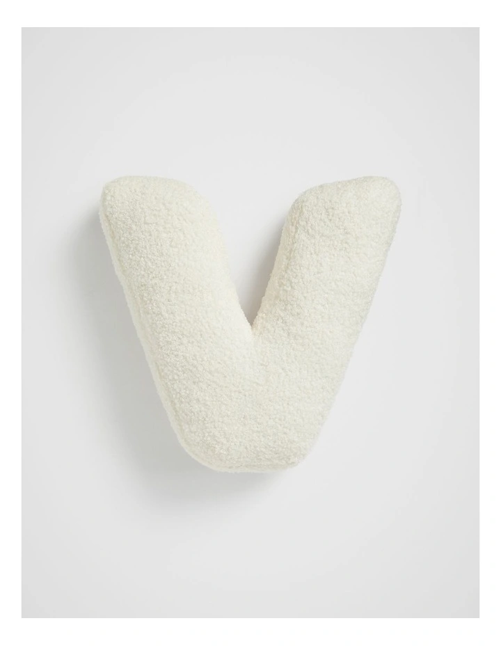 Teddy Initial V Cushion in Cream image 1