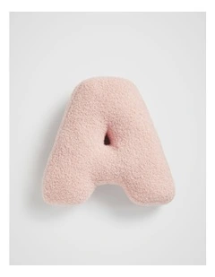 Teddy Initial A Cushion in Dusty Rose