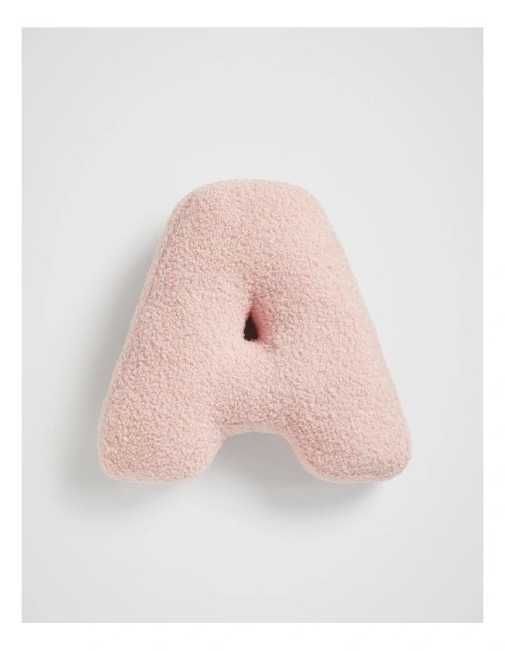 Teddy Initial A Cushion in Dusty Rose image 1