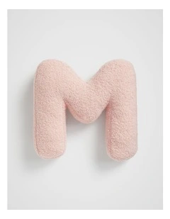 Teddy Initial M Cushion in Dusty Rose