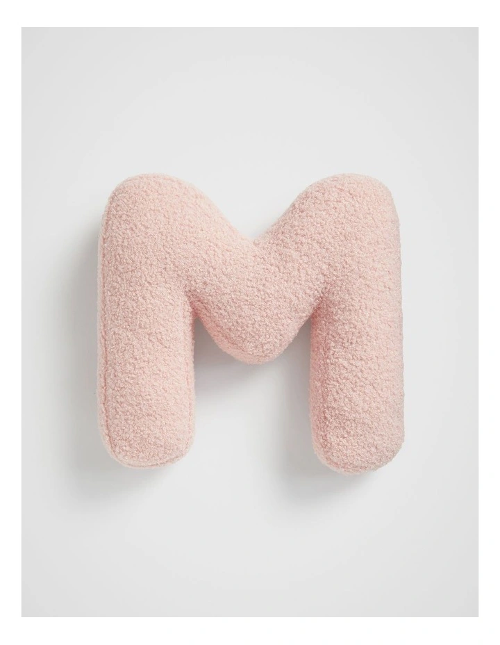 Teddy Initial M Cushion in Dusty Rose image 1