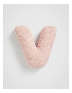 Teddy Initial V Cushion in Dusty Rose