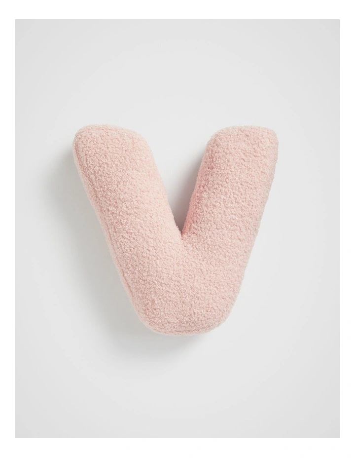 Teddy Initial V Cushion in Dusty Rose image 1