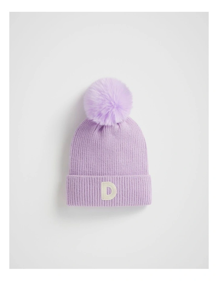 Embroidered Initial Beanie in Multi image 1