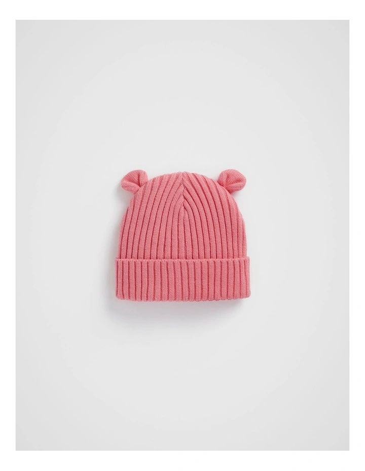 Bunny Ear Beanie in Peach image 1