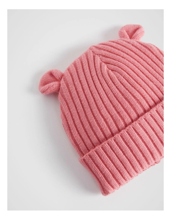Bunny Ear Beanie in Peach image 2