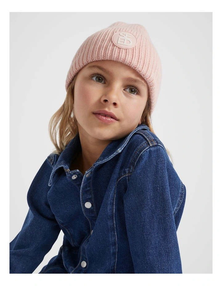 Rib Beanie in Dusty Rose image 2