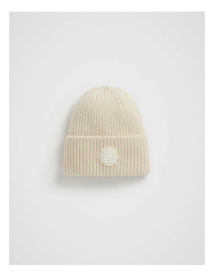 Rib Beanie in Creme image 1