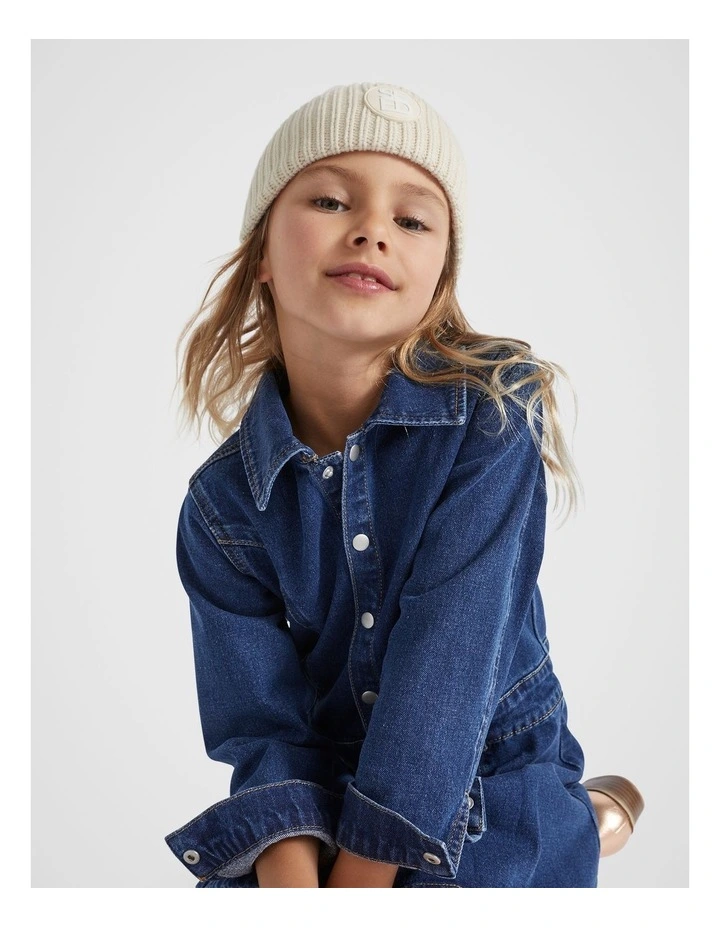 Rib Beanie in Creme image 2