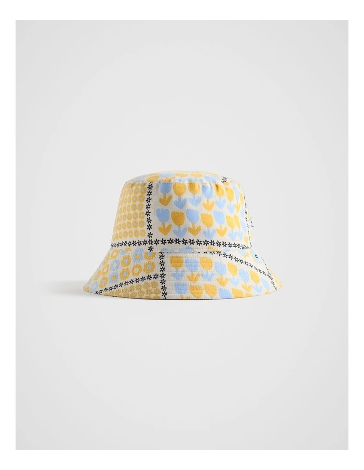 Floral Cord Bucket Hat in Cream image 1