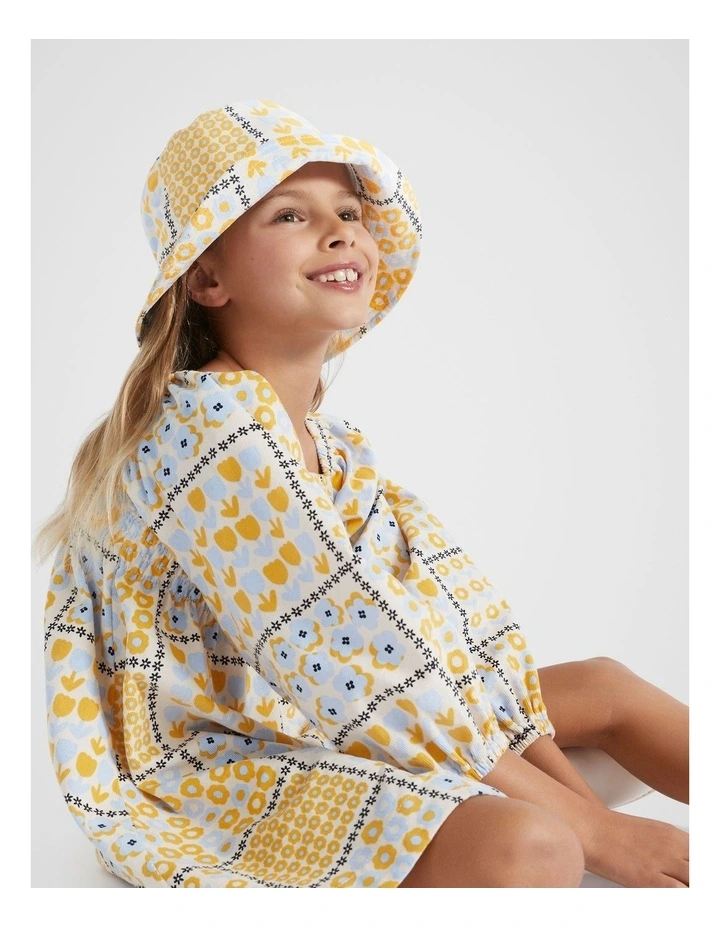 Floral Cord Bucket Hat in Cream image 2