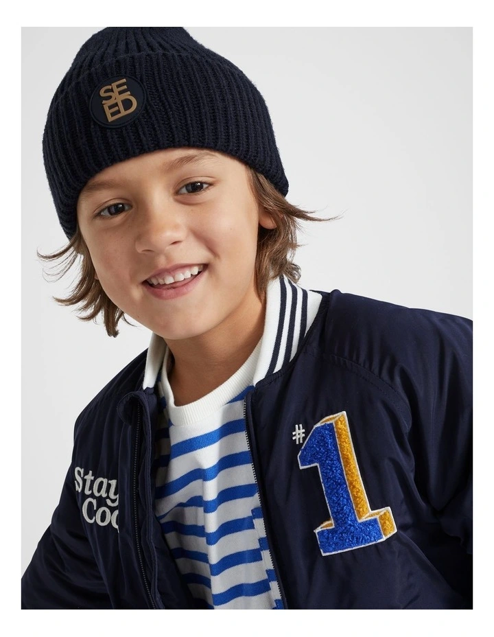 Rib Beanie in Midnight Blue image 2