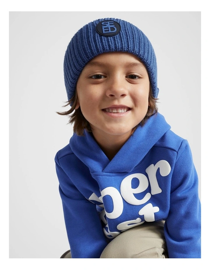 Rib Beanie in Cobalt Blue image 2