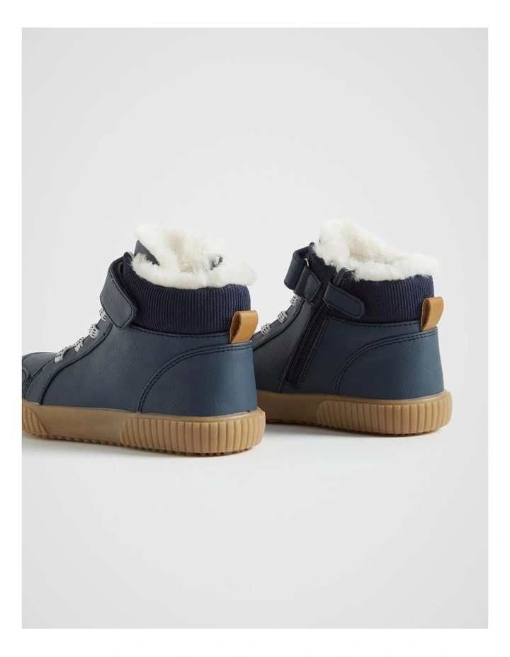 Fur High Top Shoes in Navy image 4