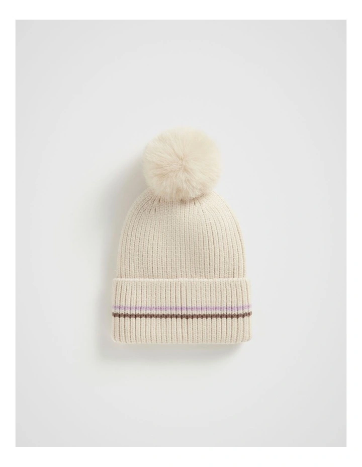 Contrast Stripe Beanie in Multi image 1