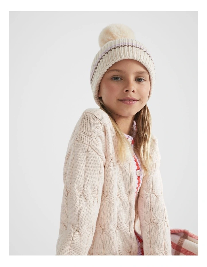 Contrast Stripe Beanie in Multi image 2
